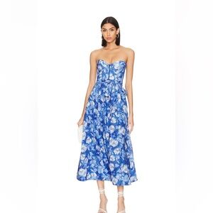 Bardot Vibrant Floral Midi Dress In Bold Blue Fl